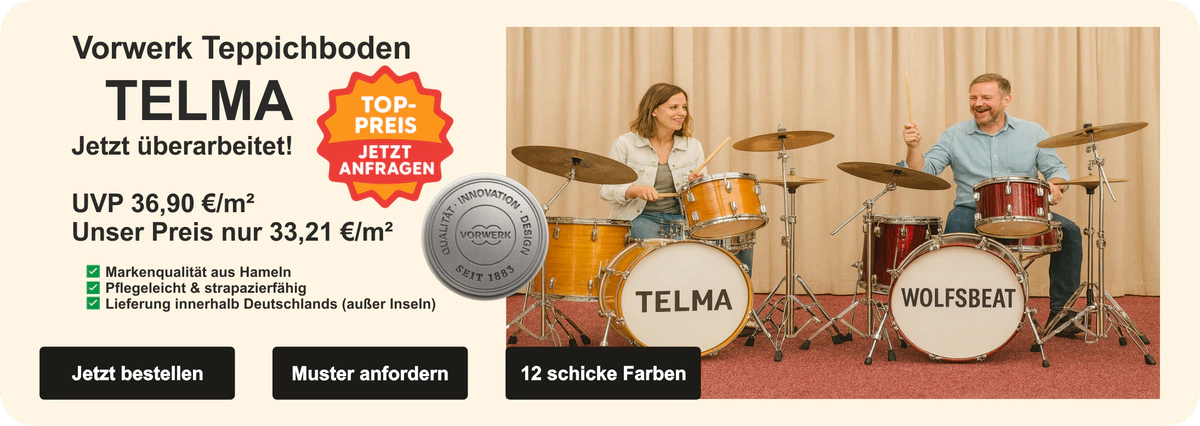 Vorwerk Teppichboden Telma in modernem Übungsraum